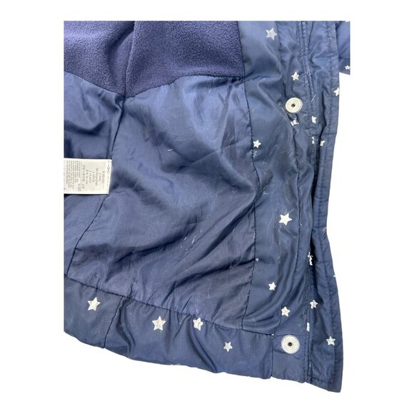 Baby Gap 2 Years Toddler Navy Puffer Removable Hooded Jacket w/ Silver Stars - Picture 8 of 9